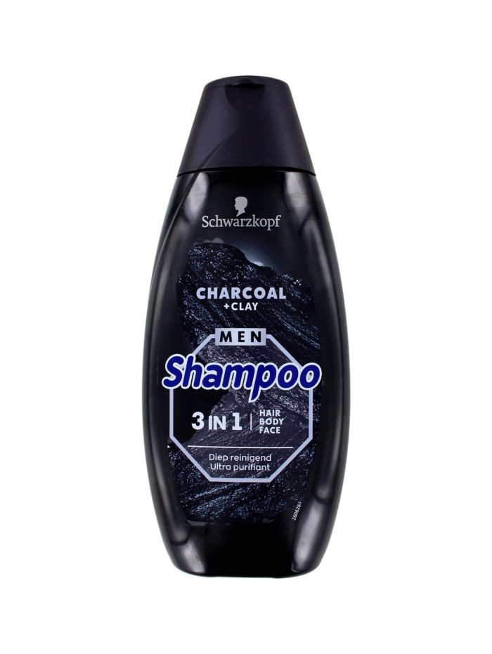 Schwarzkopf Men Shampoo 3in1 Charcoal Clay, 400 ml