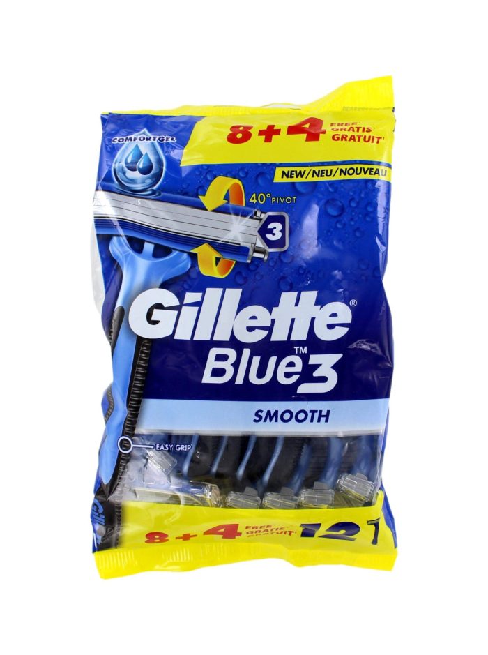 Gillette Wegwerpscheermesjes Blue3 Smooth, 12 Stuks