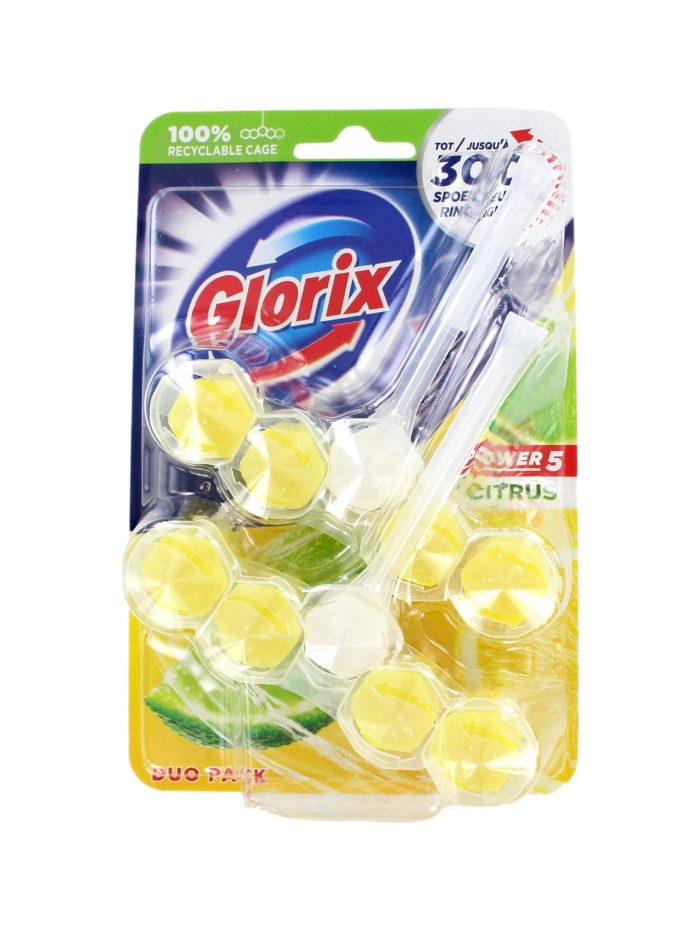 Glorix Flush Power 5 Citrus, 2 x 55 Gram