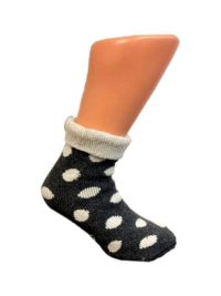 Boru Wollen Anti Slip (Dots) Sokken Met Omslag Antraciet - 35-38