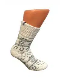 Boru Wollen Sokken Noors Patroon Ecru - 35-38