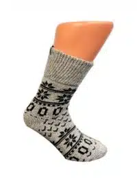 Boru Wollen Sokken Noors Patroon Grijs - 39-42