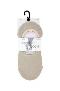 Invisible Socks Sneakersokken Beige, 3-Pack - L-XL