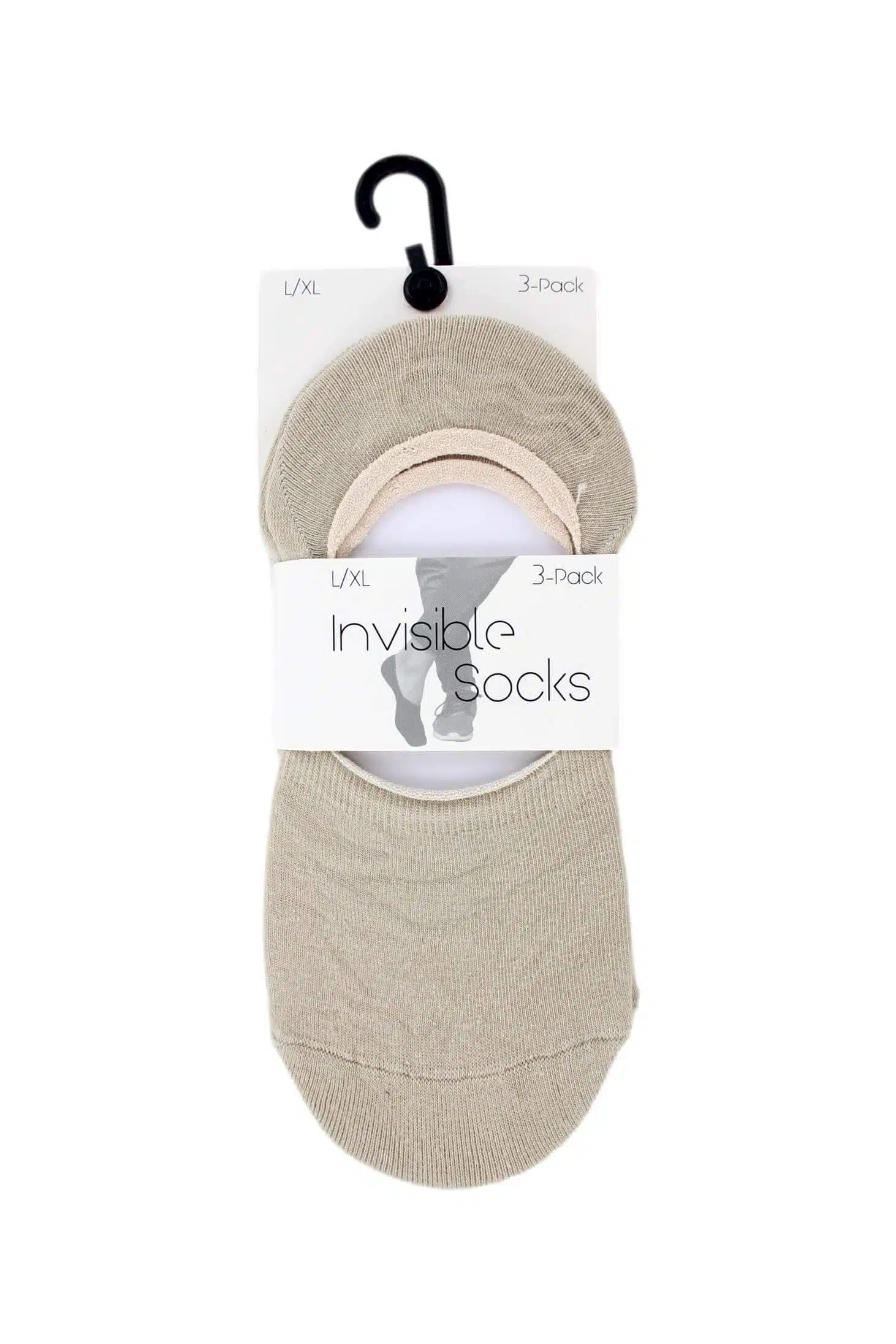 Invisible Socks Sneakersokken Beige, 3-Pack - L-XL