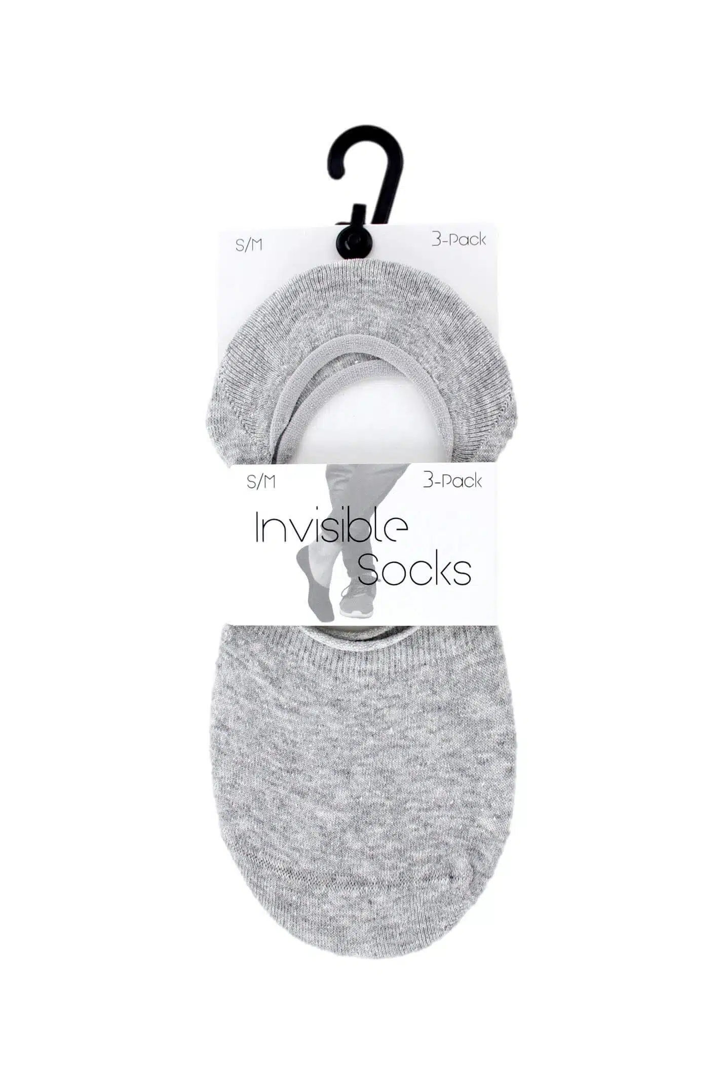 Invisible Socks Sneakersokken Grijs, 3-Pack - S-M