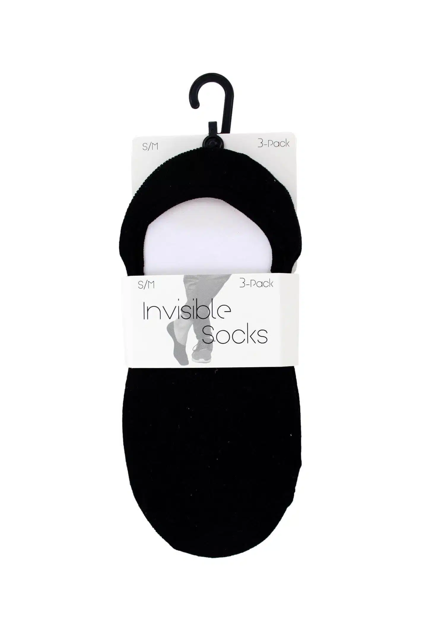 Invisible Socks Sneakersokken Zwart, 3-Pack - S-M