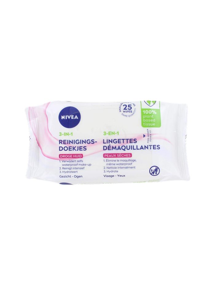 Nivea Reinigingsdoekjes 3-In-1 Droge Huid, 25 Stuks