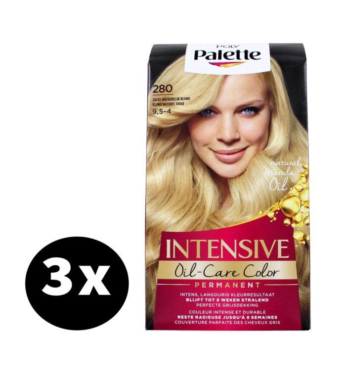Poly Palette Haarverf Intensive Creme Color 280 Zacht Natuurlijk Blond x 3