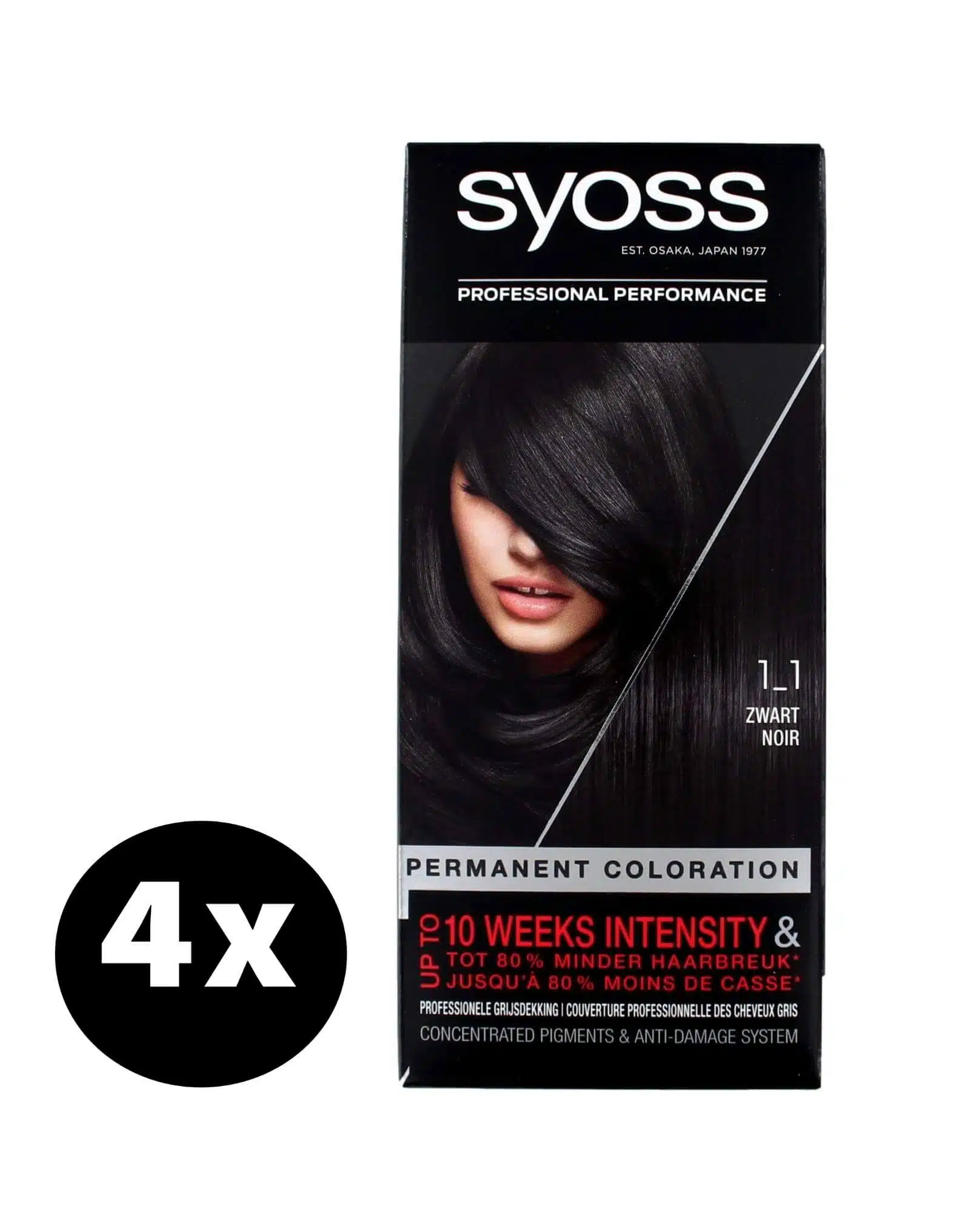 Syoss Haarverf 1-1 Zwart x 4