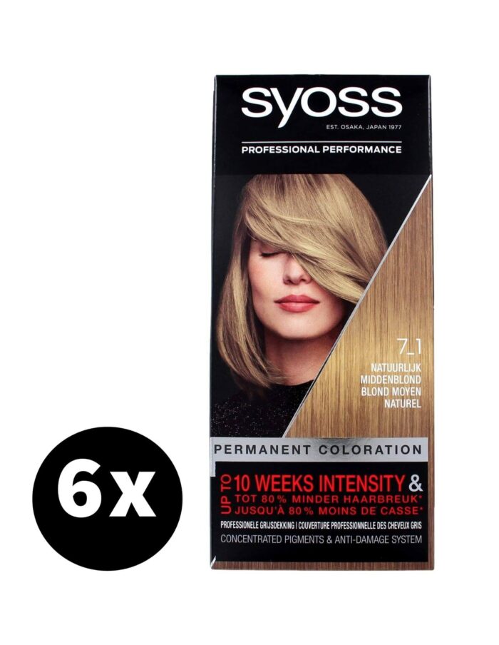 Syoss Haarverf 7-1 Natuurlijk Middenblond x 6