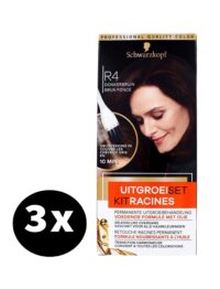 Schwarzkopf Haarverf Uitgroeiset R4 Donkerbruin x 3