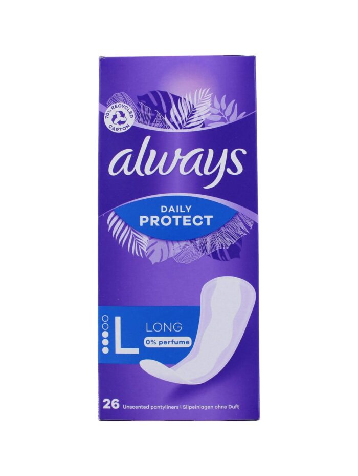 Always Inlegkruisjes Long 0% Perfume Daily Protect, 26 Stuks