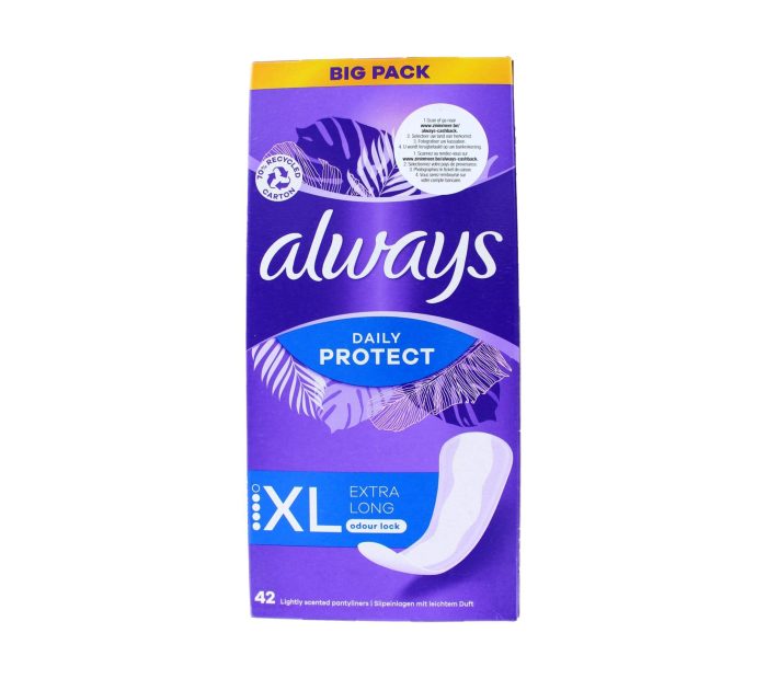 Always Inlegkruisjes Extra Long Odour Lock Daily Protect, 42 Stuks