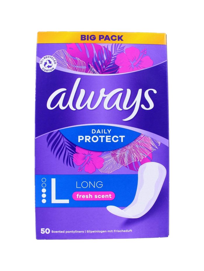 Always Inlegkruisjes Long Fresh Scent Daily Protect, 50 Stuks