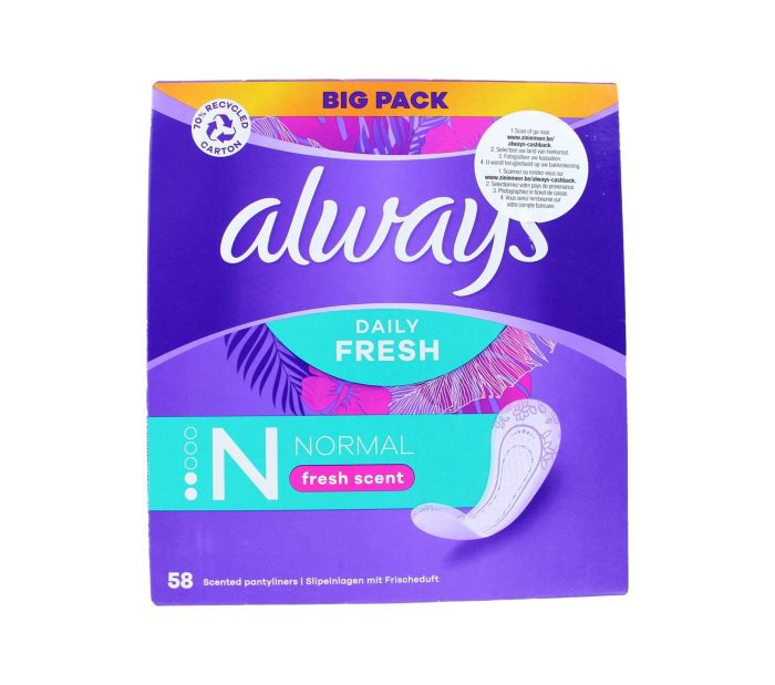 Always Inlegkruisjes Normal Fresh Scent Daily Fresh, 58 Stuks