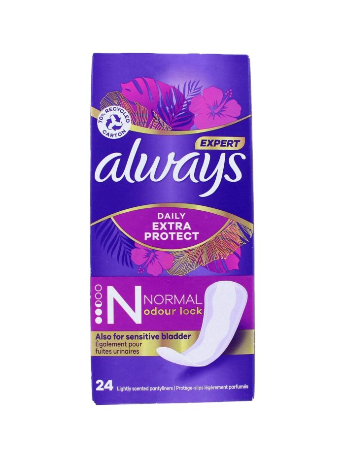 Always Inlegkruisjes Normal Odour Lock Daily Extra Protect, 24 Stuks