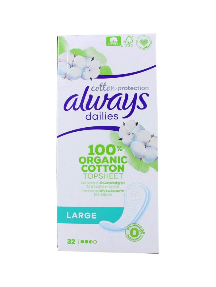 Always Inlegkruisjes Organic Cotton Large, 32 Stuks