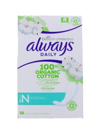 Always Inlegkruisjes Organic Cotton Normal, 38 Stuks