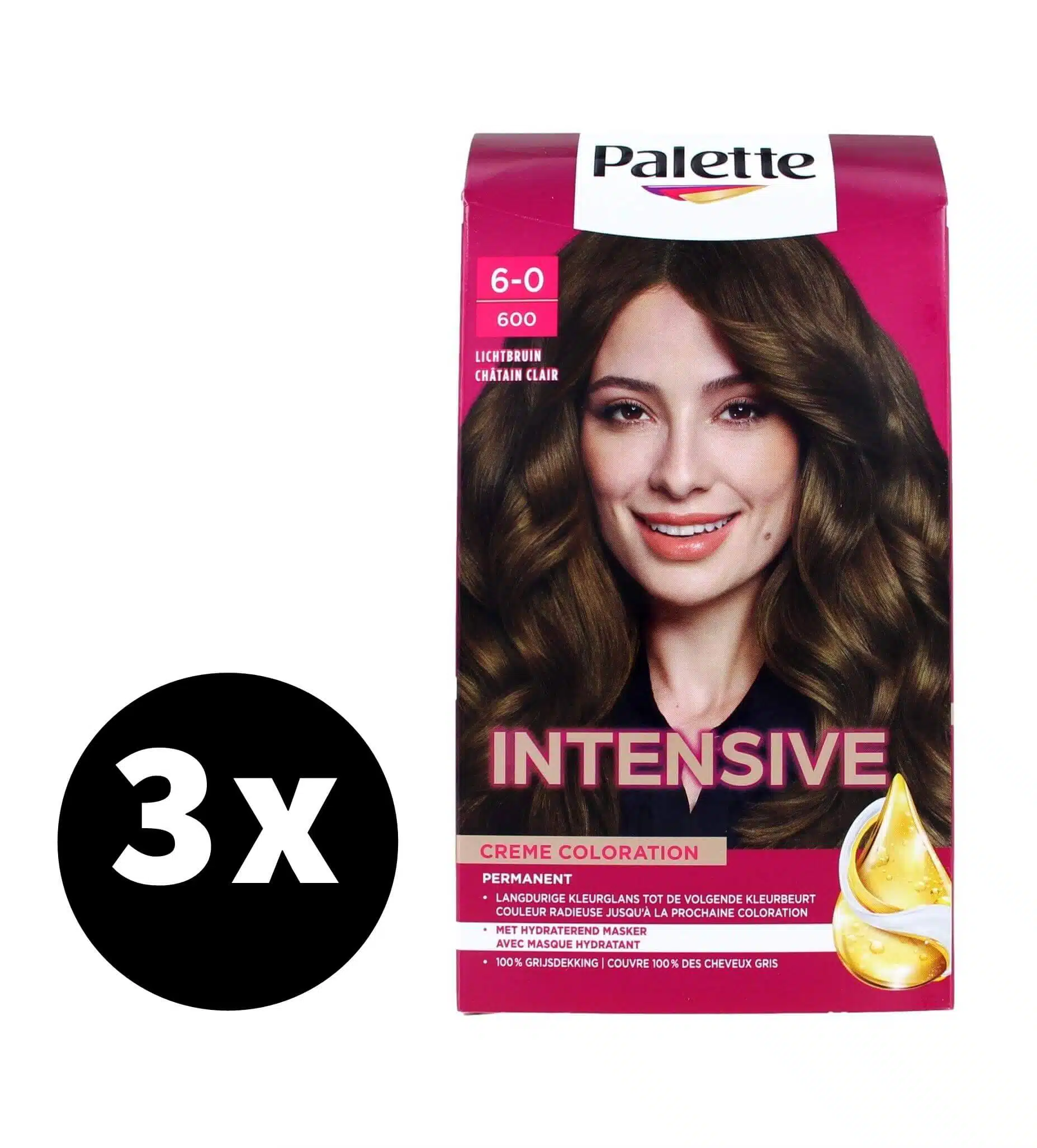 Poly Palette Haarverf Intensive Creme Color 600 Lichtbruin x 3