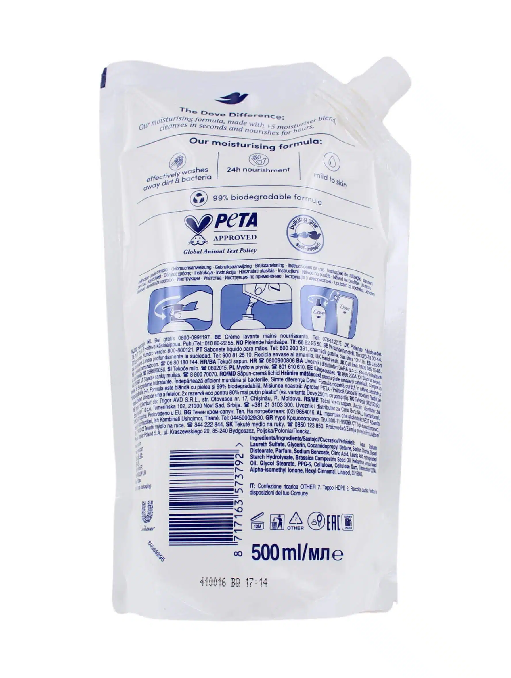 Dove Handzeep Navulling Nourishing Silk, 500 ml