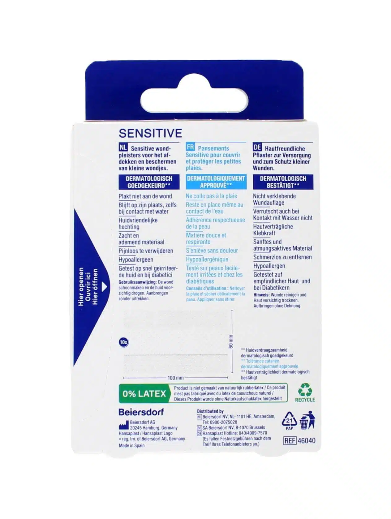 Hansaplast Pleisters Sensitive 1mx6cm