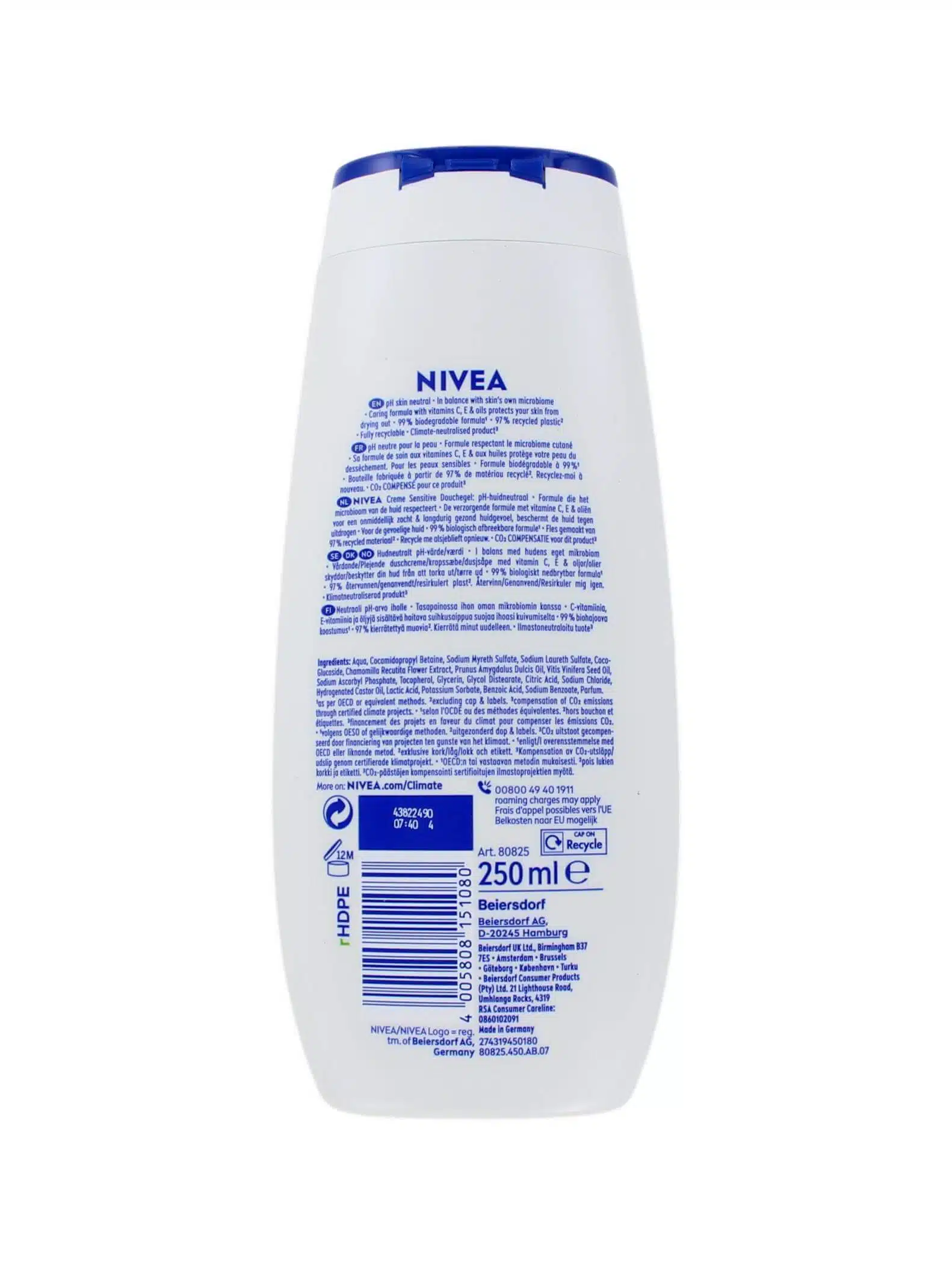 Nivea Douchegel Creme Sensitive, 250 ml