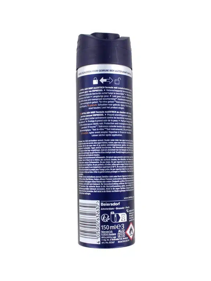 Nivea Men Deodorant Spray Deep Black Carbon Espresso, 150 ml