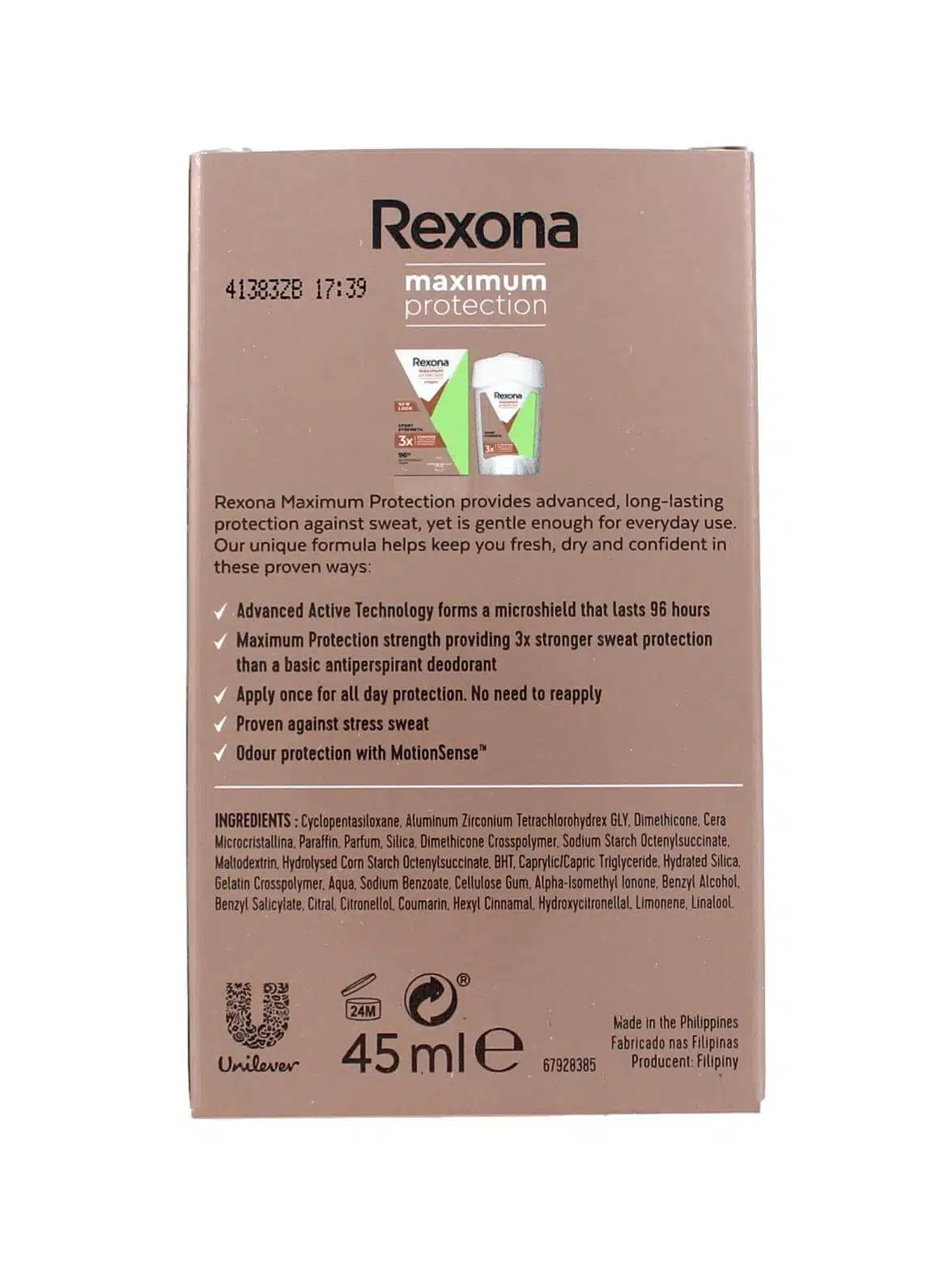 Rexona Deodorant Maximum Protection Sport Strength, 45 ml