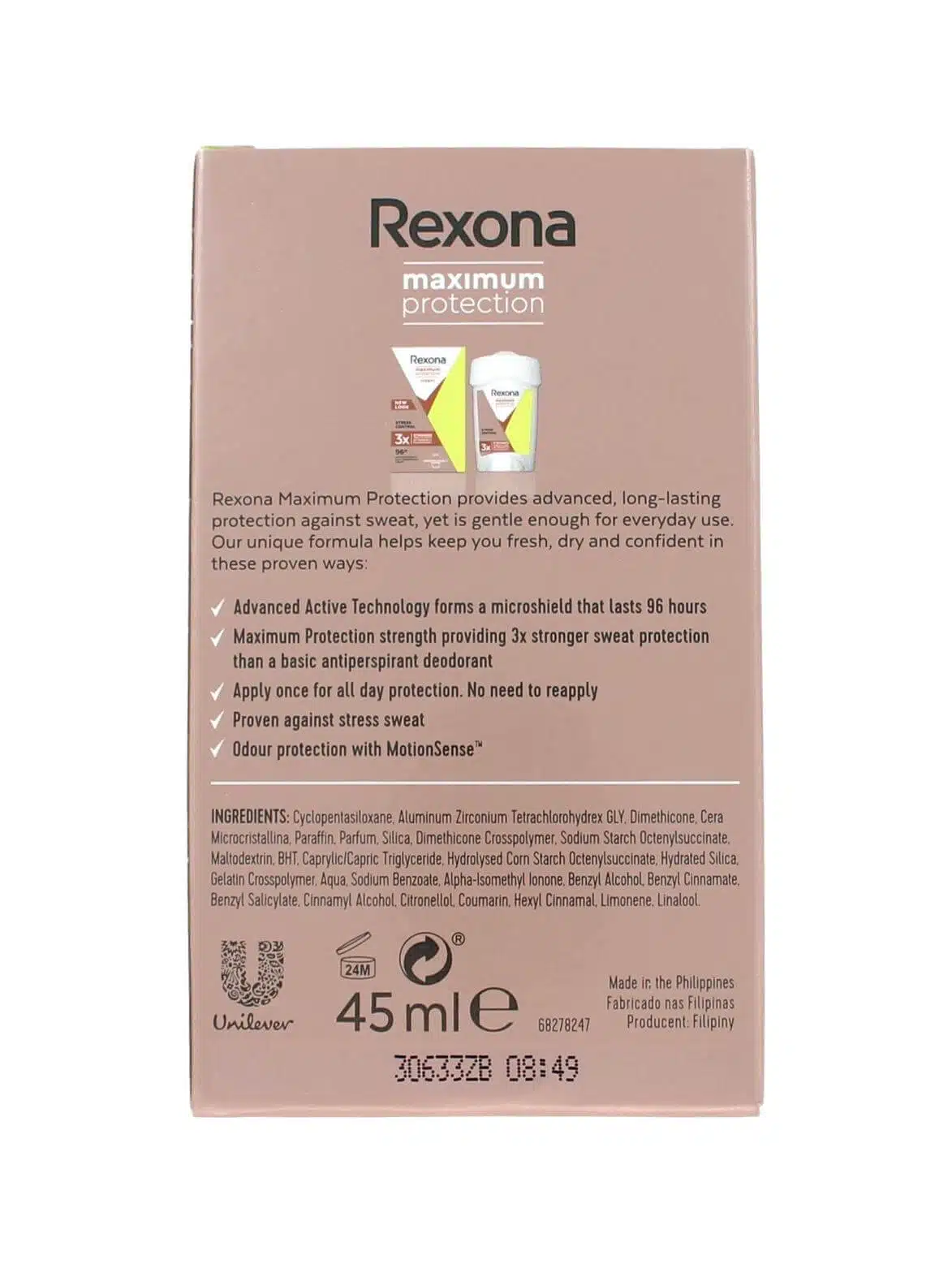 Rexona Deodorant Maximum Protection Stress Control, 45 ml