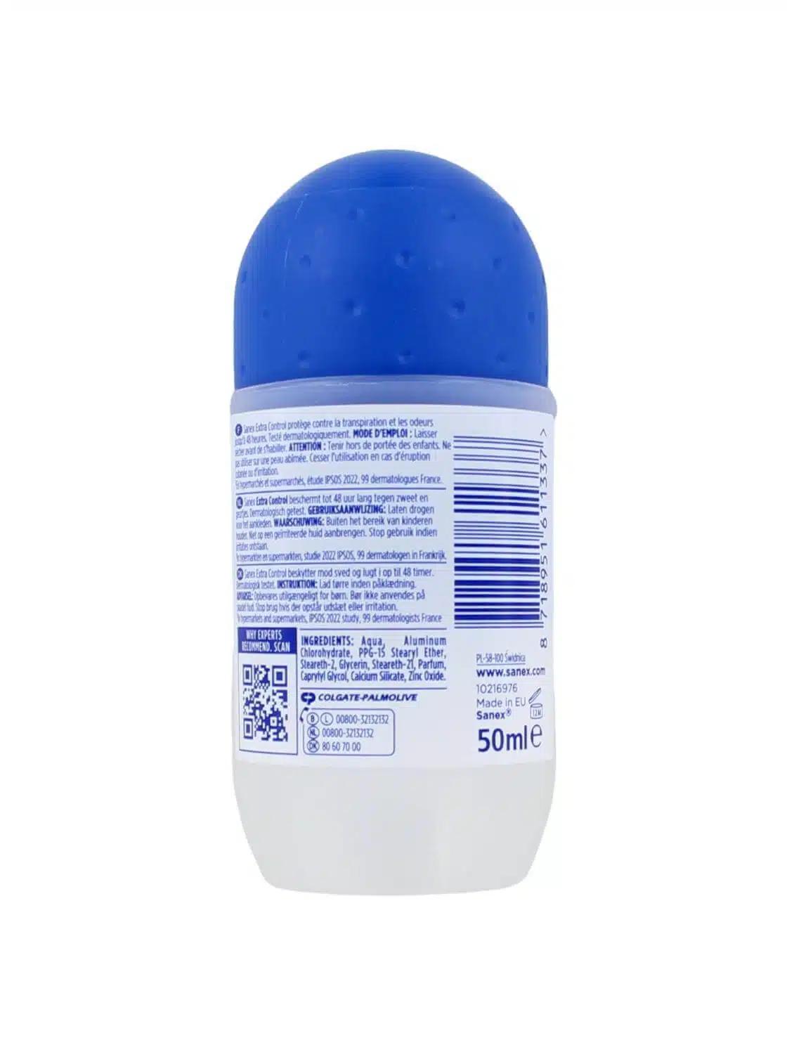 Sanex Deodorant Roller Dermo Extra Control, 50 ml
