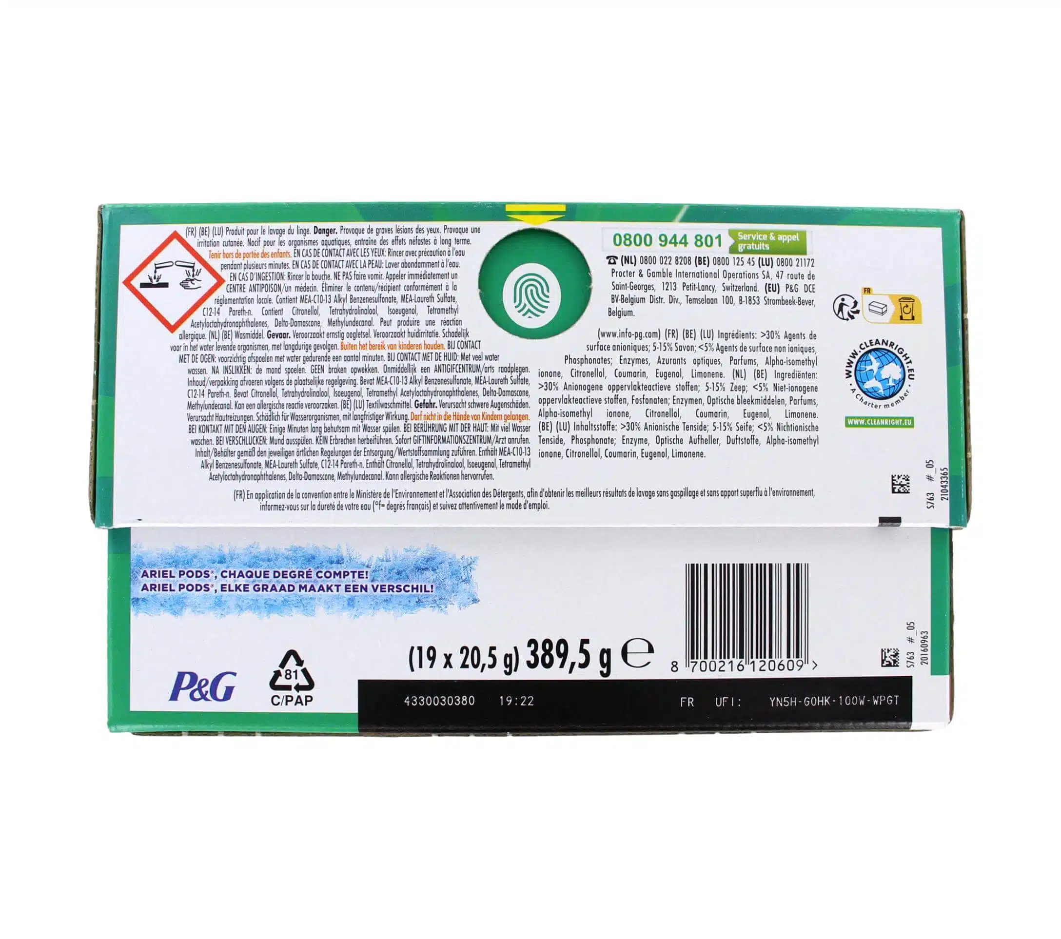 Ariel Wasmiddel Pods 3In1 Original, 19 Stuks