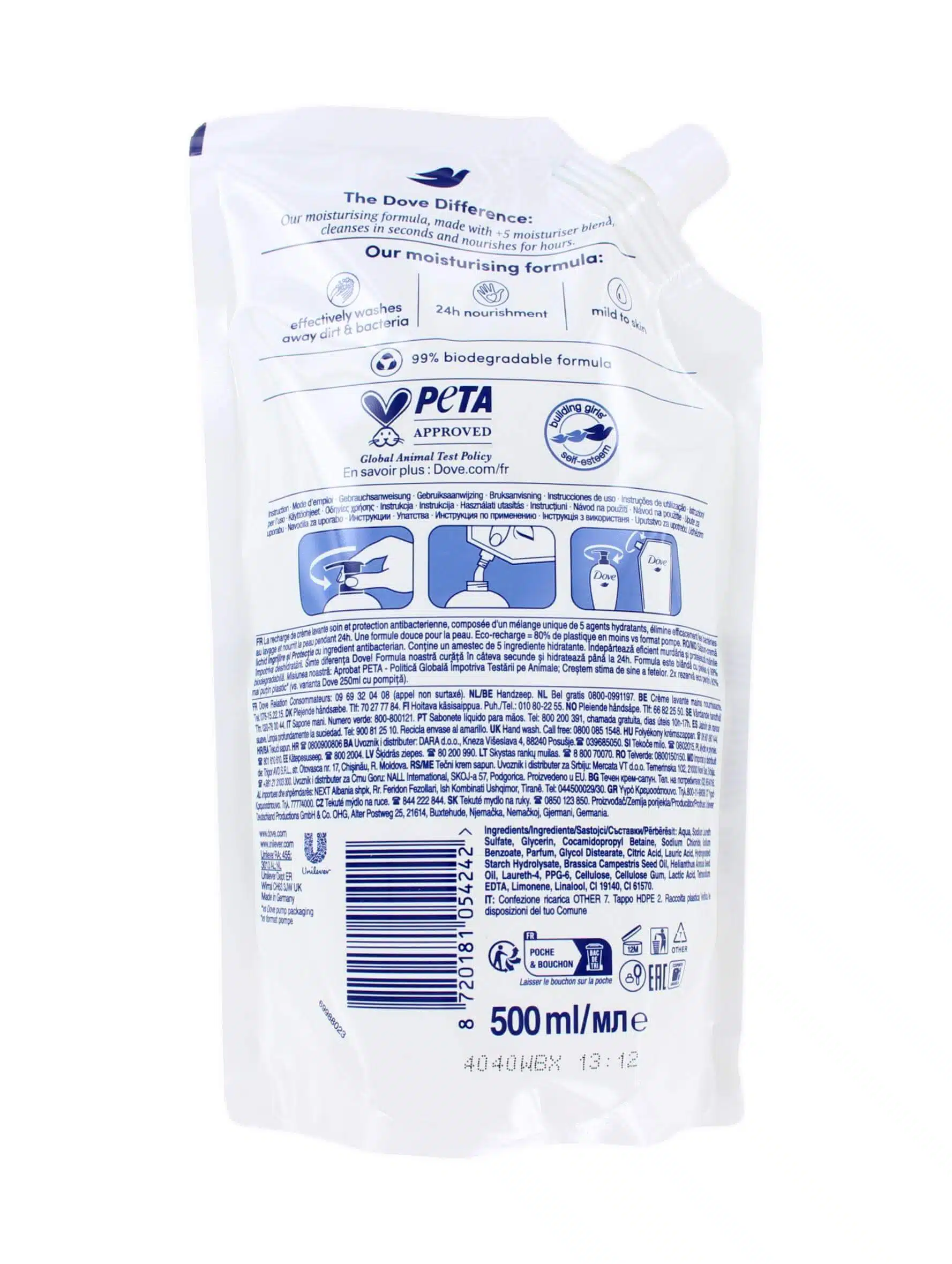 Dove Handzeep Navulling Deep Cleaning, 500 ml