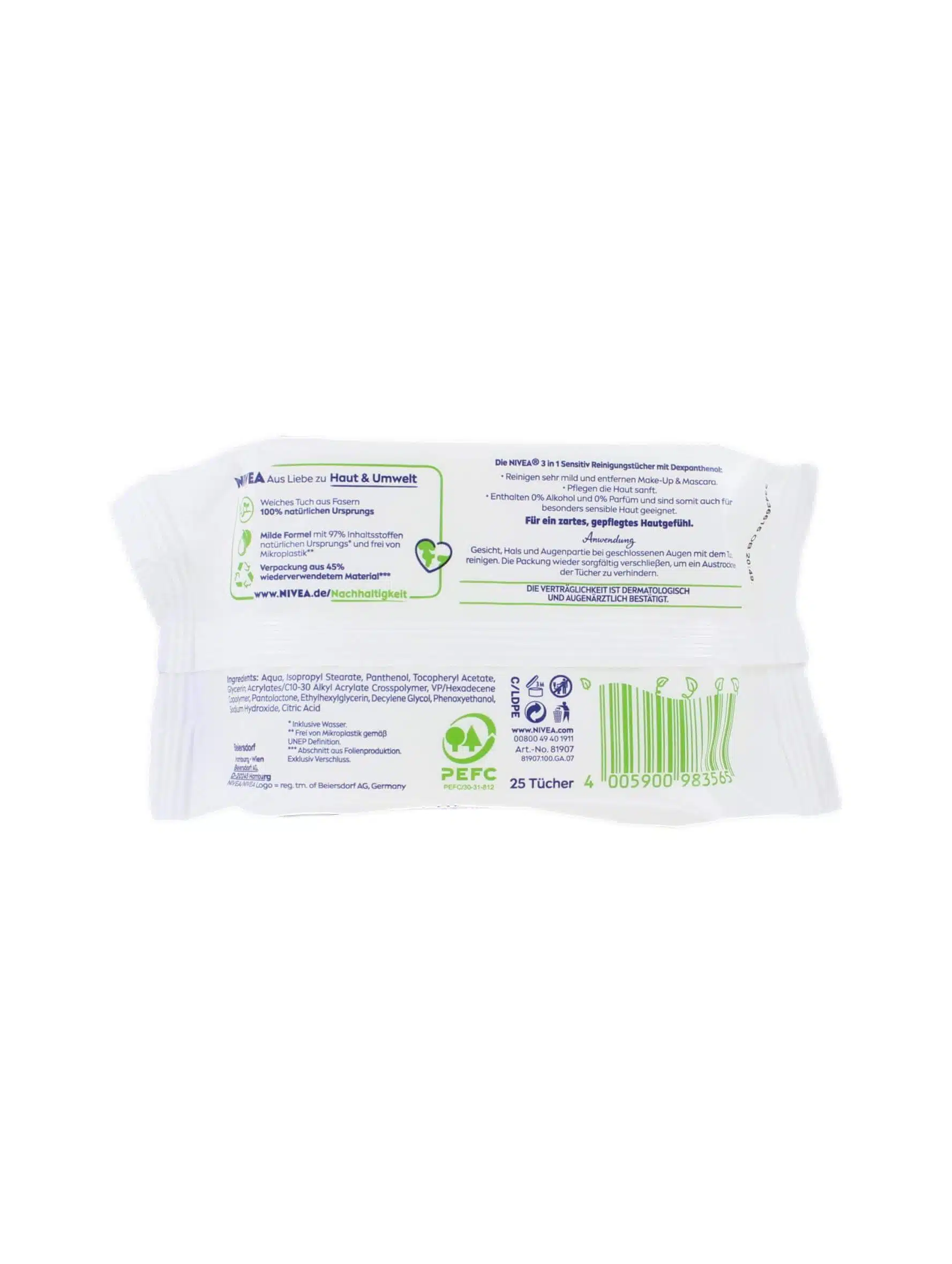 Nivea Reinigingsdoekjes 3in1 Sensitive, 25 Stuks