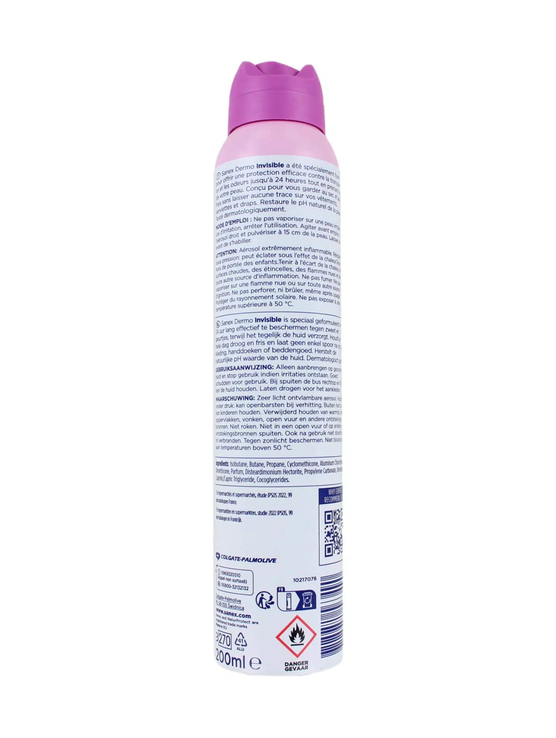 Sanex Deodorant Spray Dermo Invisible, 200 ml