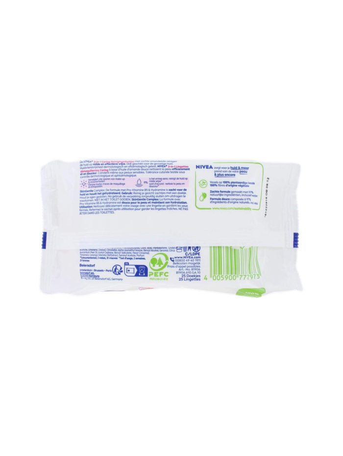Nivea Reinigingsdoekjes 3-In-1 Gevoelige Huid, 25 Stuks