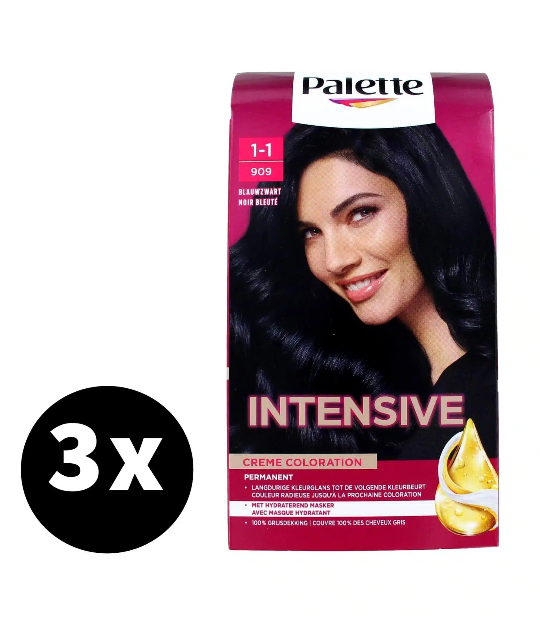 Poly Palette Haarverf Intensive Creme Color 909 Blauw Zwart x 3
