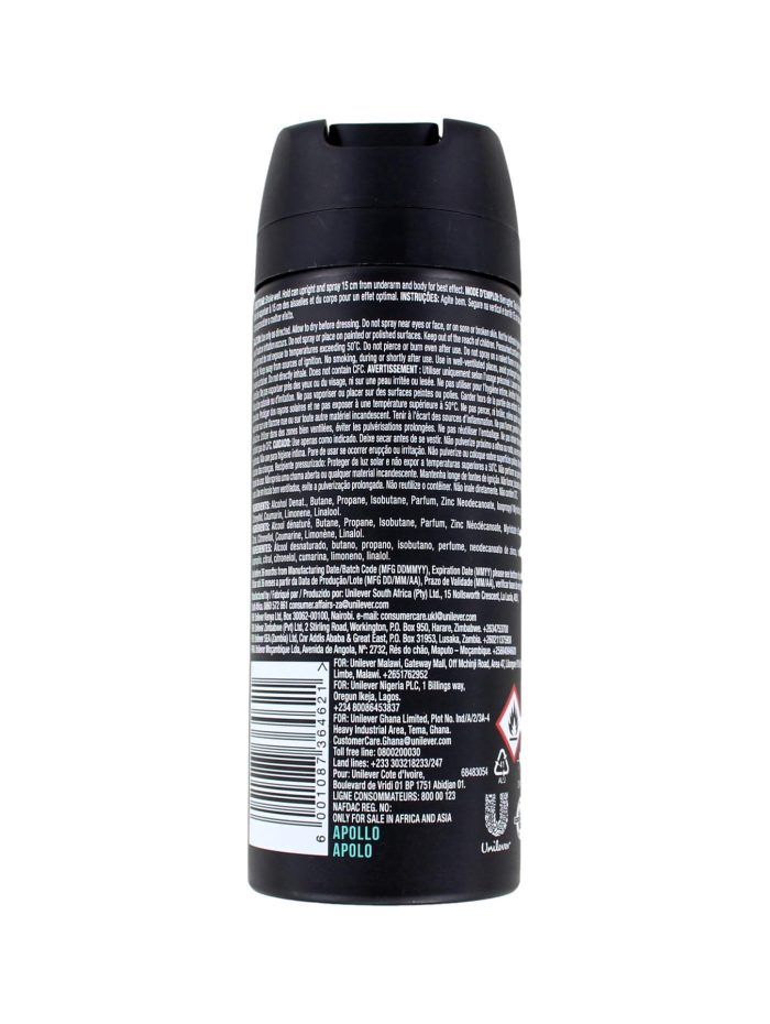 Axe Deodorant Spray Apollo, 150 ml