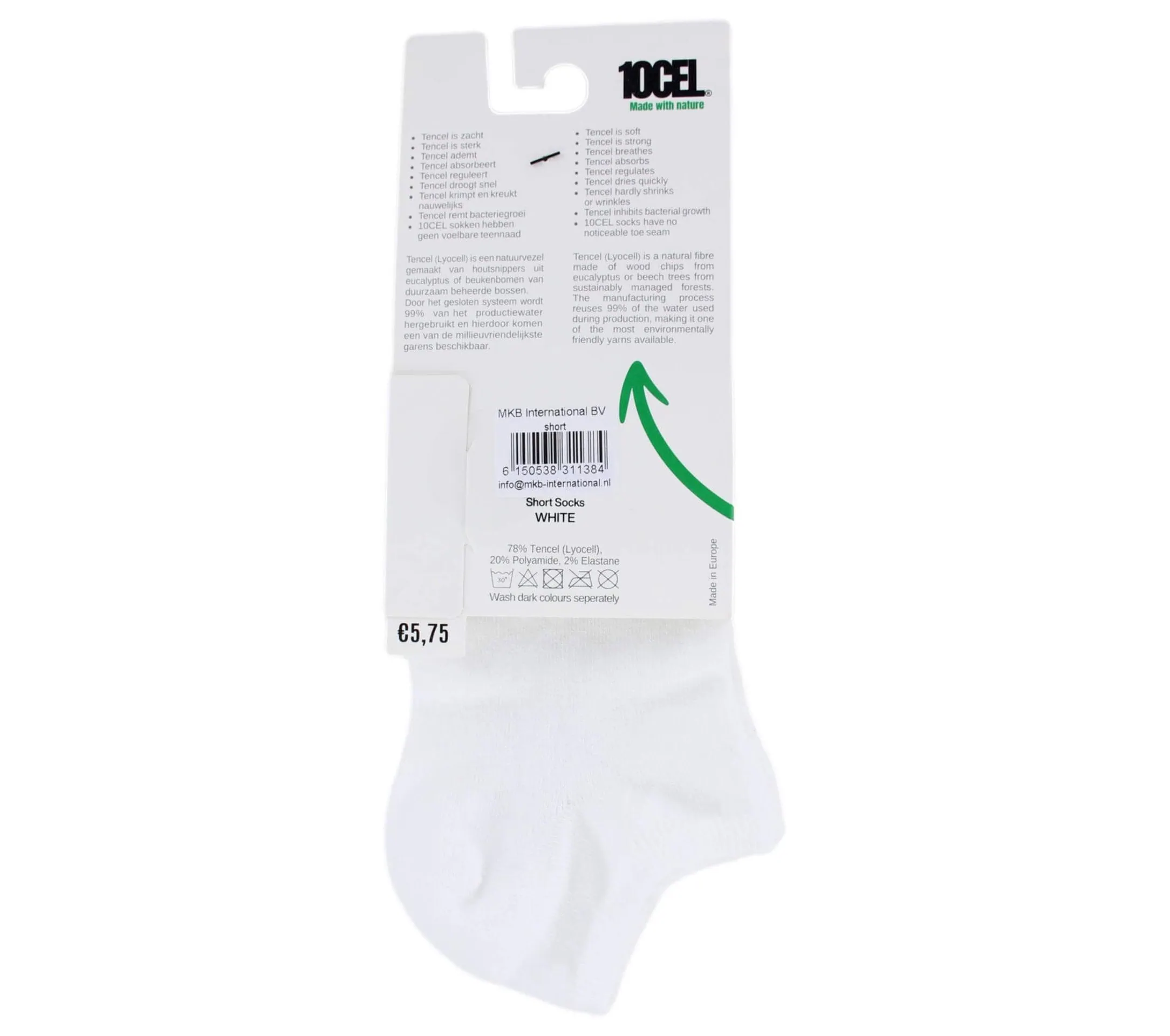 10CEL Short Sokken Wit