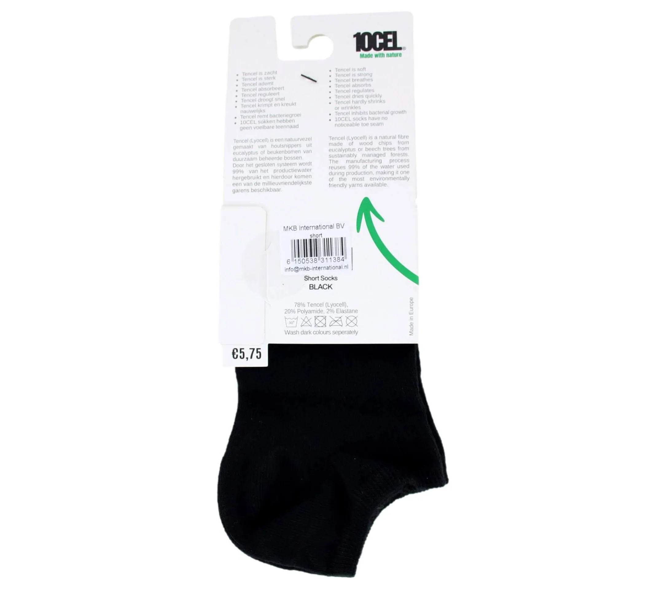 10CEL Short Sokken Zwart