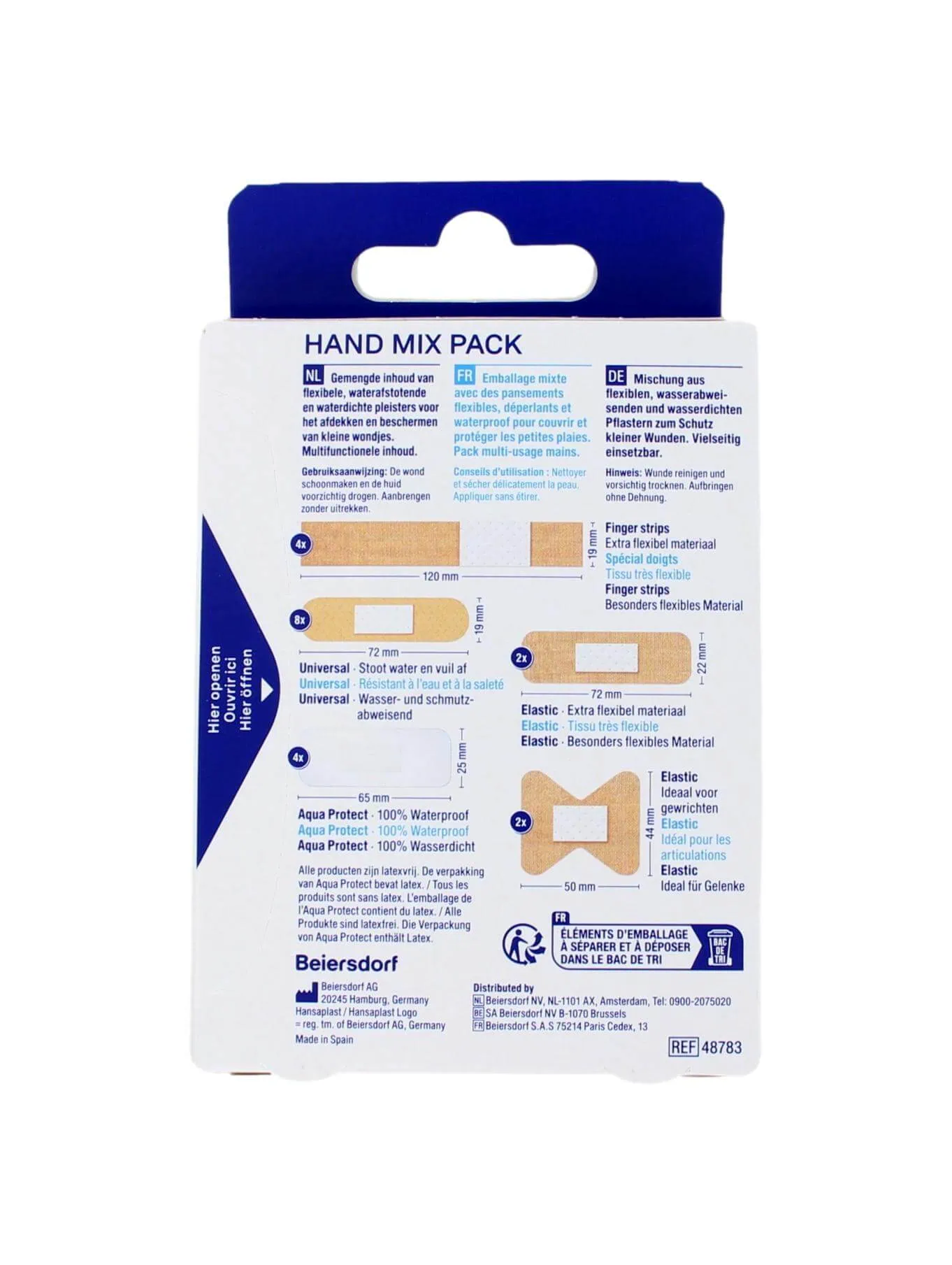 Hansaplast Pleisters Hand Mix Pack, 20 Strips