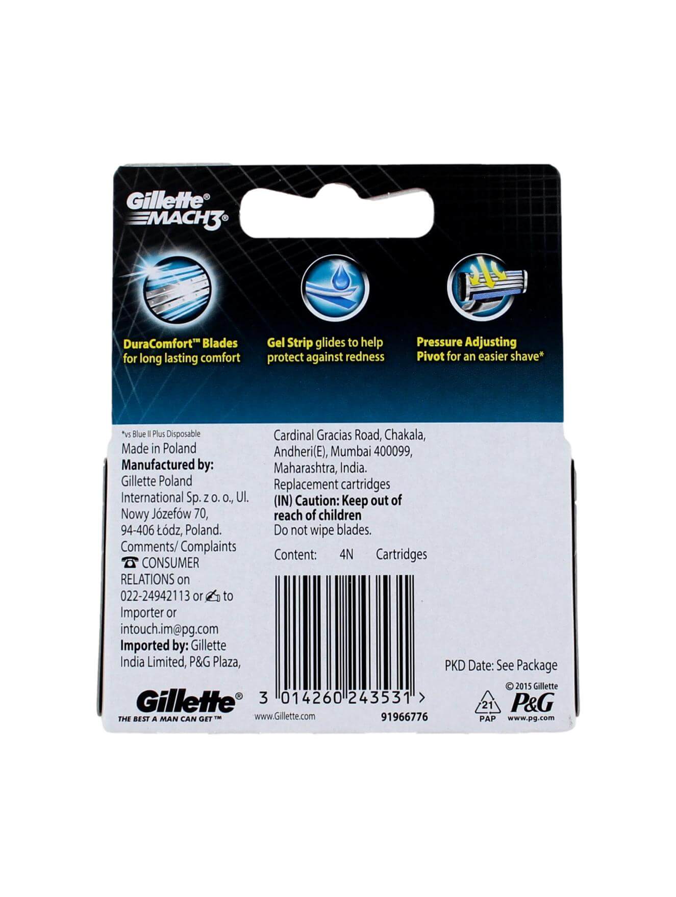 Gillette Scheermesjes Mach3, 4 Stuks