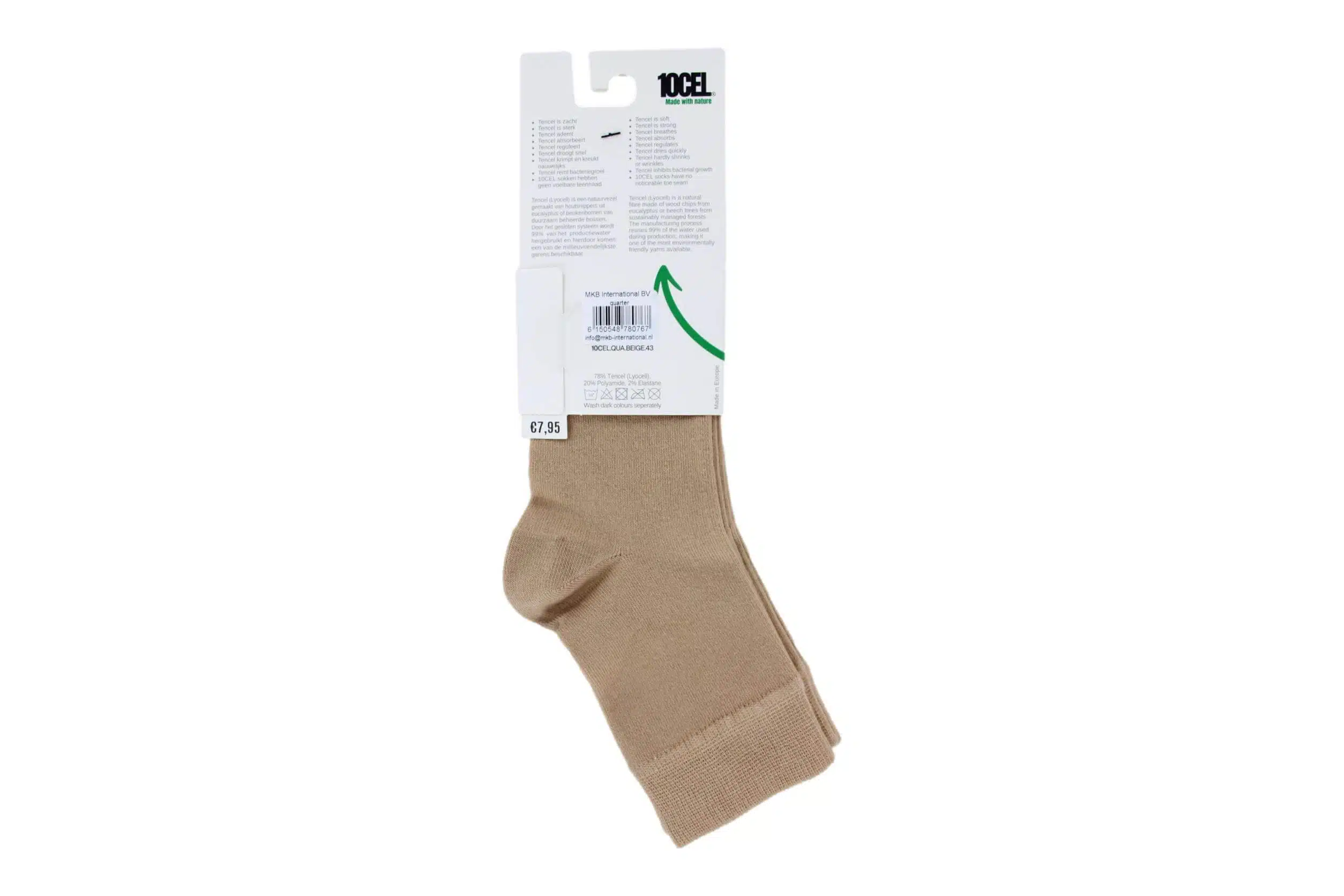 10CEL Quarter Sokken Beige 2-pack