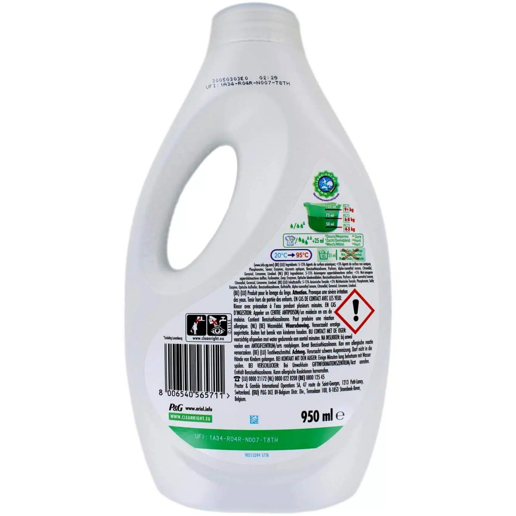 Ariel Vloeibaar Wasmiddel Original 19 Wasbeurten, 950 ml