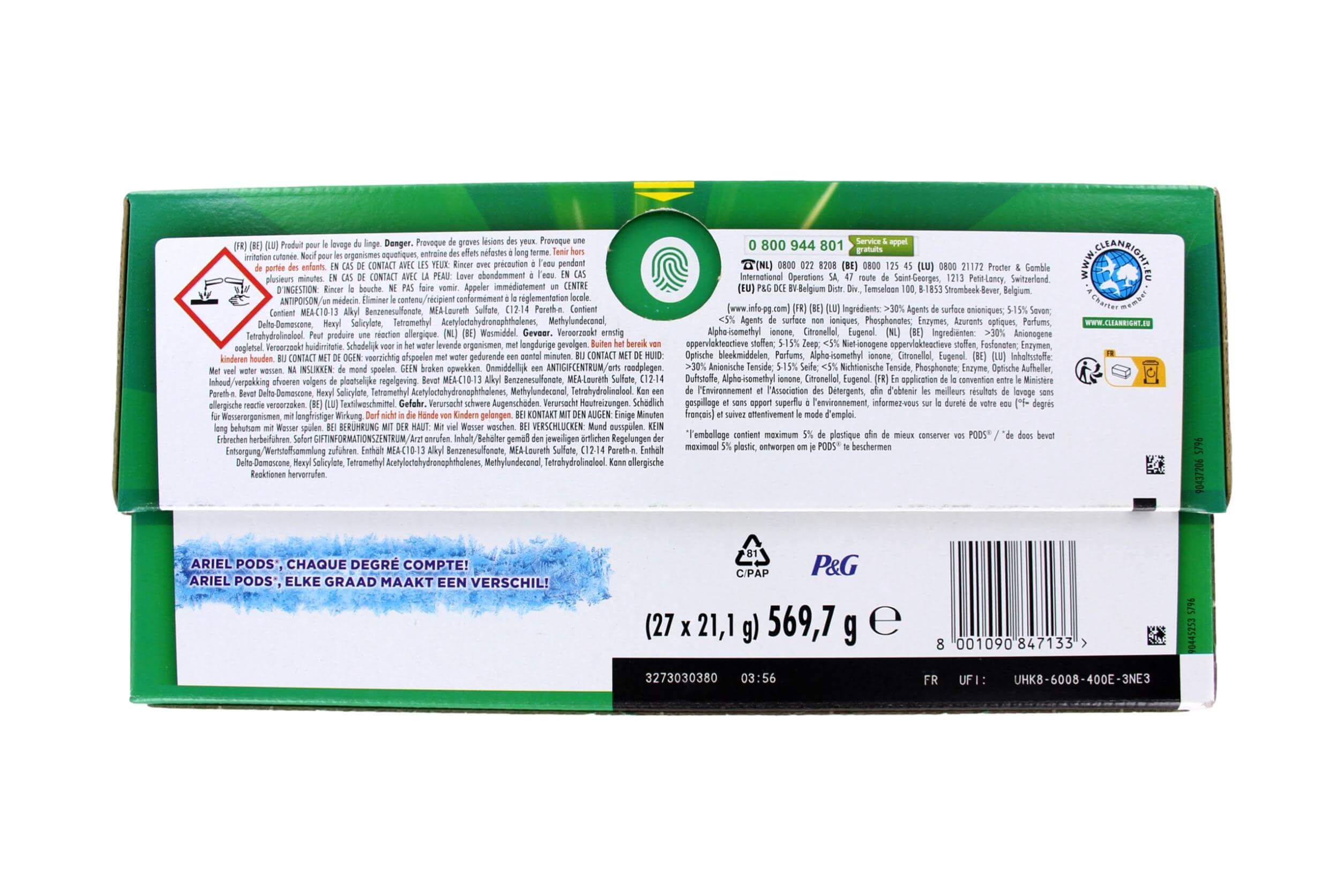 Ariel Wasmiddel Pods All In 1 Clean & Fresh Color, 27 Stuks