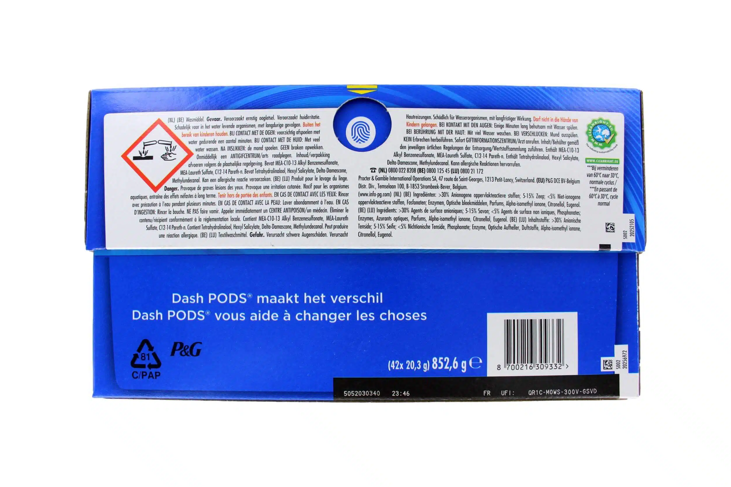 Dash Wasmiddel Pods 3In1 Witter Dan Wit, 42 Stuks