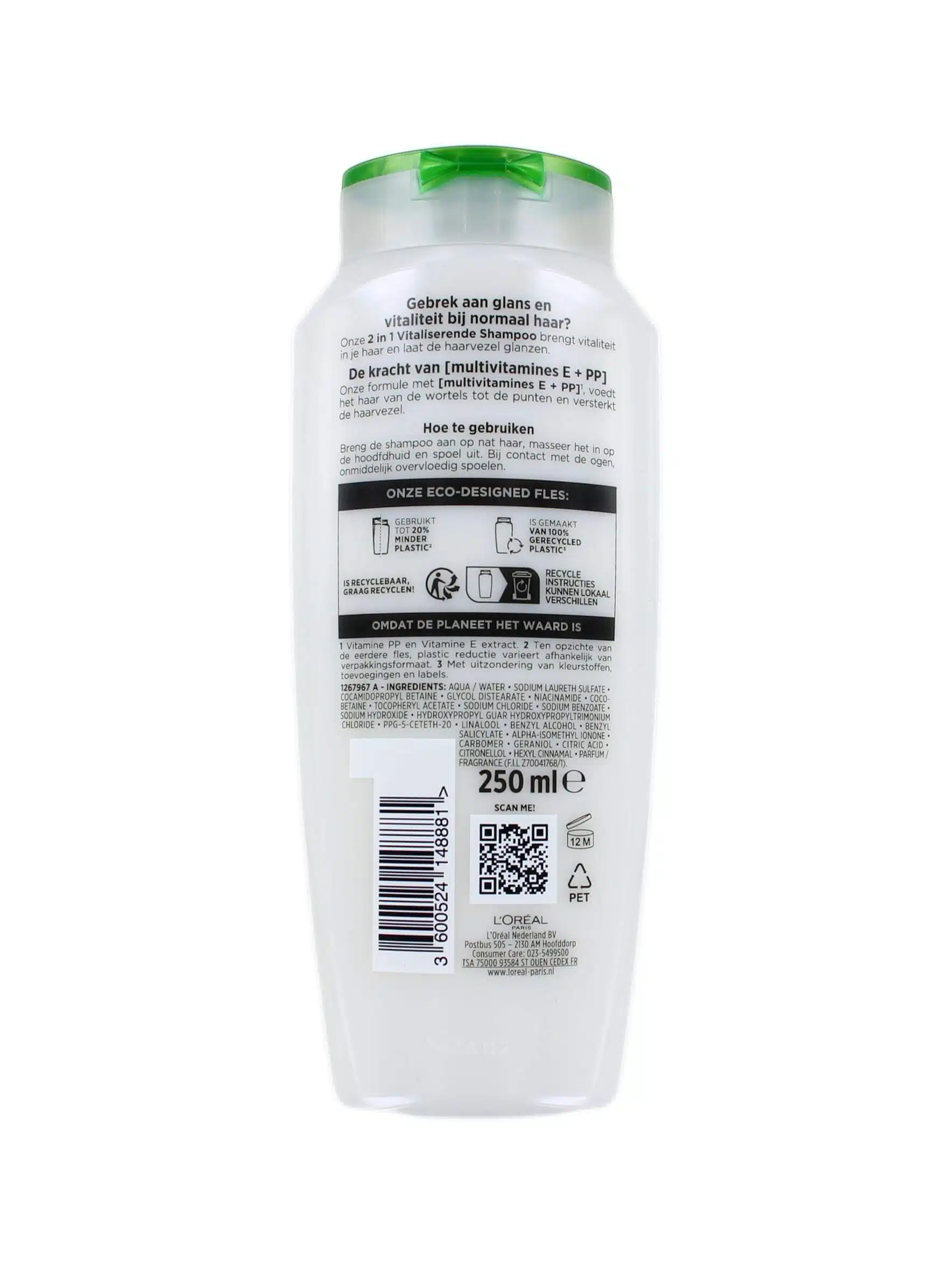 L'Oreal Elvive Shampoo 2in1 Vitaliserend, 250 ml