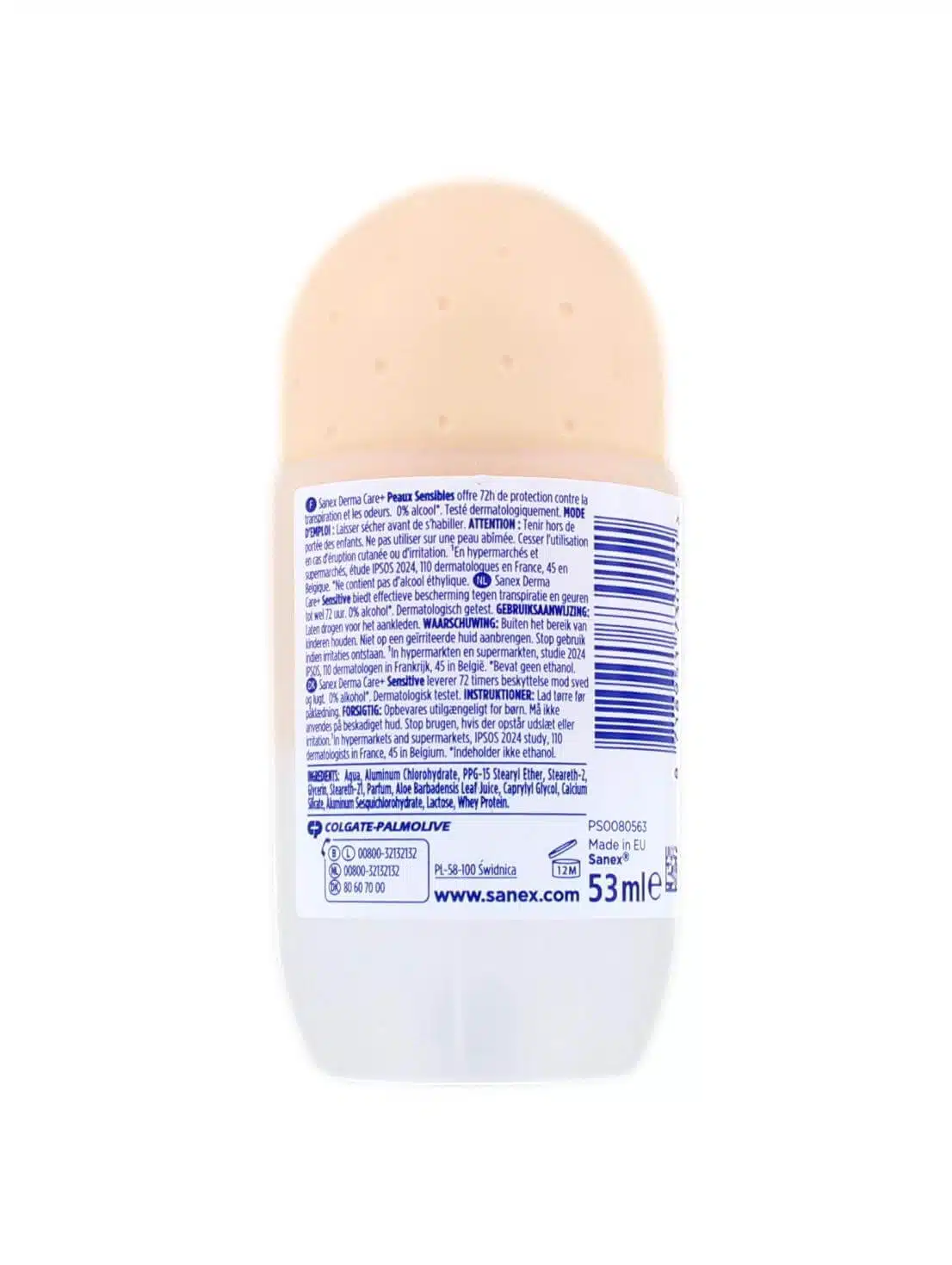 Sanex Deodorant Roller Derma Care Sensitive, 53 ml