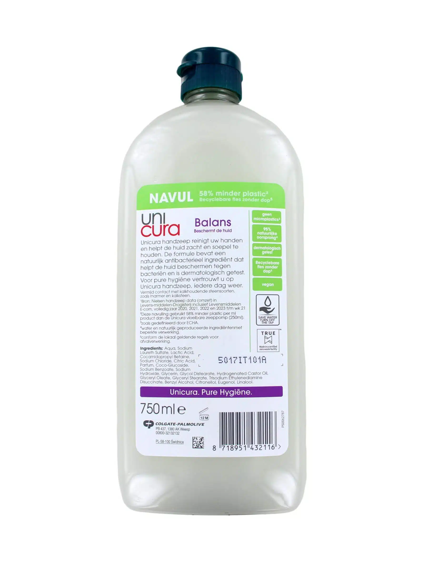 Unicura Handzeep Navulling Balans, 750 ml