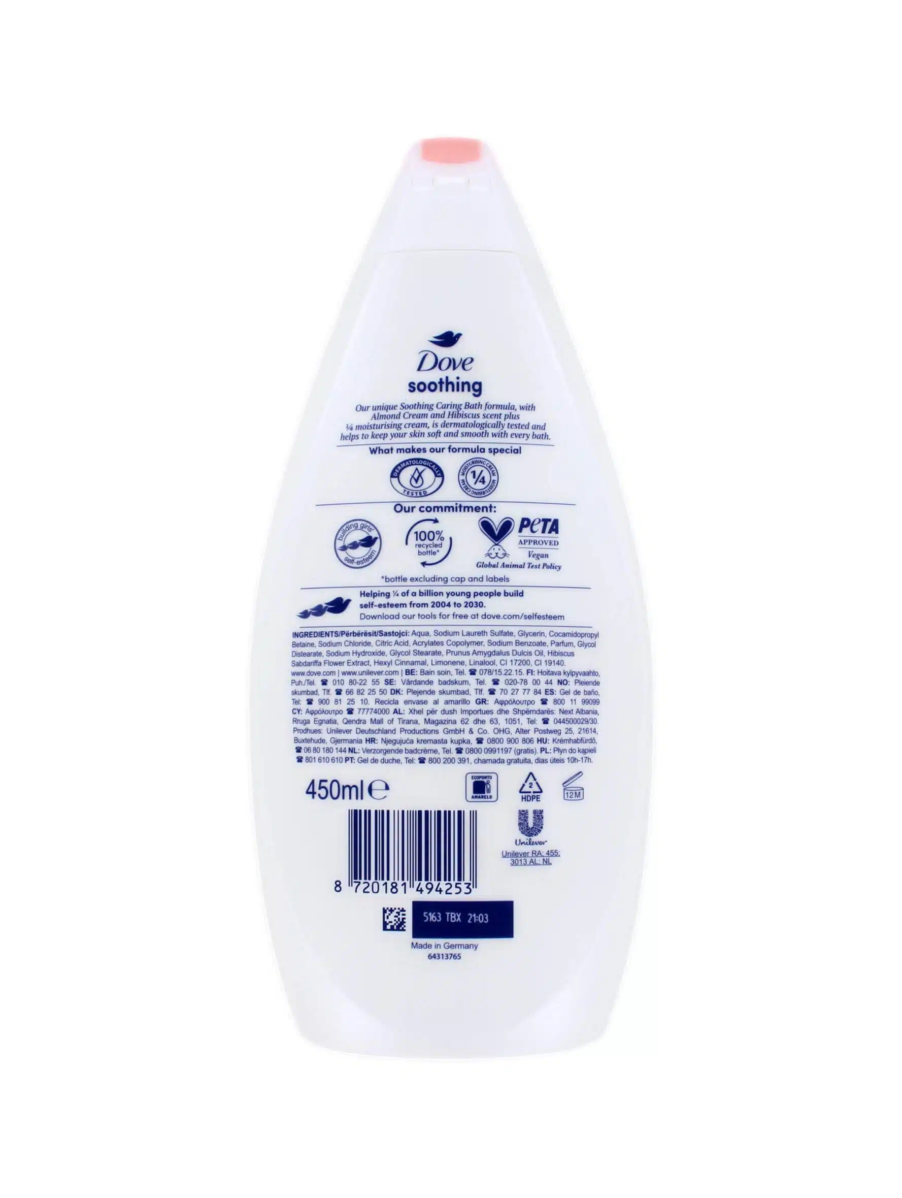 Dove Caring Bath Soothing Almond Oil, 450 ml