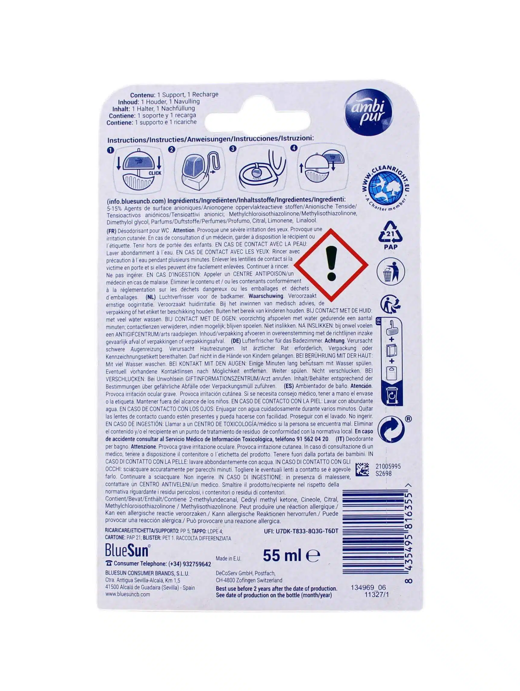 Ambi Pur Toiletblok Fresh Water & Mint, 55 ml